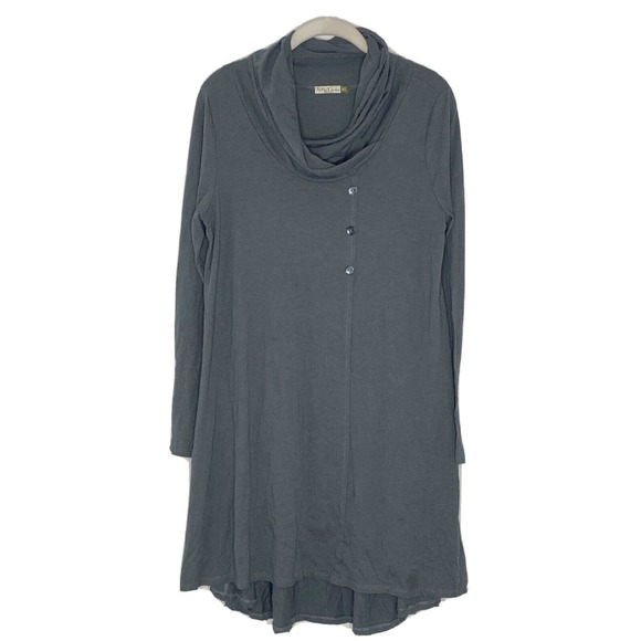 Chalet et Ceci Gray Cowl Neck Long Sleeve Artsy Dress Size Xs Made USA - Picture 1 of 6